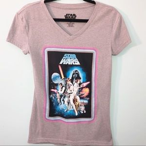 Star Wars Short Sleeve Cotton Blend Characters Graphic V-neck Tee Shirt